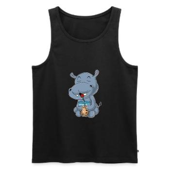 Bubble Tea Kawaii Hippo I Boba Tea Otaku Hippo - Männer Premium Bio Tank Top - Schwarz - Vorne - AI Model Male 178 light (178cm)