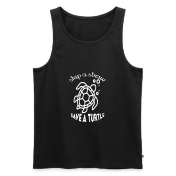 Überspringen Sie einen Strohhalm, retten Sie eine Schildkröte - Männer Premium Bio Tank Top - Schwarz - Vorne - AI Model Male 178 light (178cm)