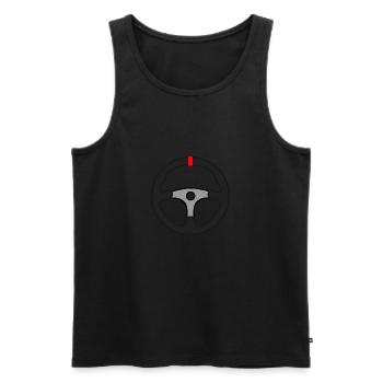 Voiture de course au volant avec rouge - Débardeur bio Premium Homme - noir - Devant - AI Model Male 178 light (178cm)
