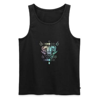 Aries Skull Snake Wicca Occult Crescent Moon - Men's Premium Organic Tank Top - black - Front - AI Model Male 178 light (178cm)