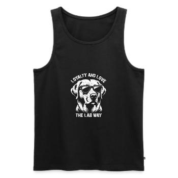 Labrador Retriever Loyauté Ami de la famille - Débardeur bio Premium Homme - noir - Devant - AI Model Male 178 light (178cm)