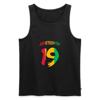 Juneteenth - Men's Premium Organic Tank Top - black - Front - AI Model Male 178 light (178cm)