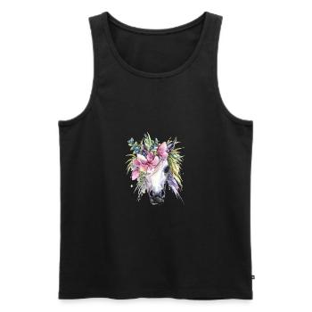 Pferd Blumen einhorn - Männer Premium Bio Tank Top - Schwarz - Vorne - AI Model Male 178 light (178cm)