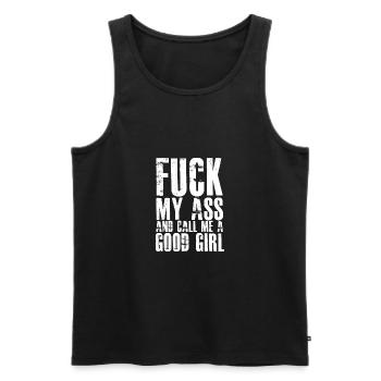 BDSM AND KINKY SLAVE GIRL QUOTE - Männer Premium Bio Tank Top - Schwarz - Vorne - AI Model Male 178 light (178cm)