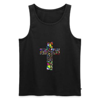 abstrait croix - Débardeur bio Premium Homme - noir - Devant - Michal (187cm)