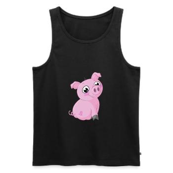 porc de bande dessinée douce - Débardeur bio Premium Homme - noir - Devant - AI Model Male 178 light (178cm)