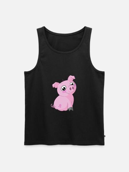 Süßes Comic Schweinchen - Männer Premium Bio Tank Top - Schwarz