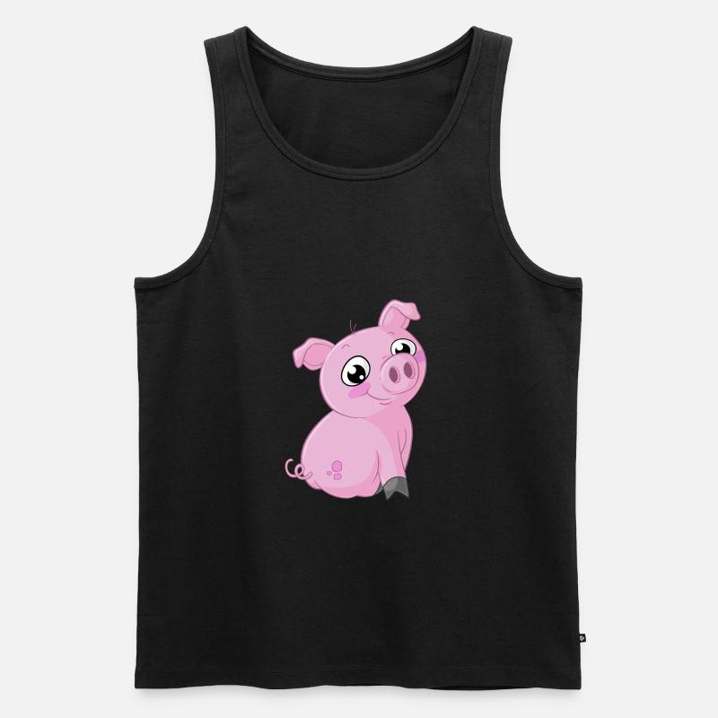 Süßes Comic Schweinchen - Männer Premium Bio Tank Top - Schwarz