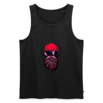 tete de mort skull hipster crane barbe barbu moust - Débardeur bio Premium Homme - noir - Devant - AI Model Male 178 light (178cm)