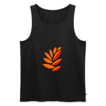 dessin de feuilles oranges - Débardeur bio Premium Homme - noir - Devant - AI Model Male 178 light (178cm)