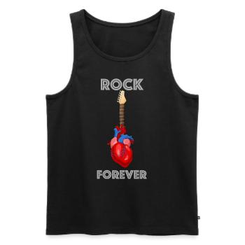 Rock Forever | Musique, Concert, Guitare, Festival - Débardeur bio Premium Homme - noir - Devant - Michal (187cm)