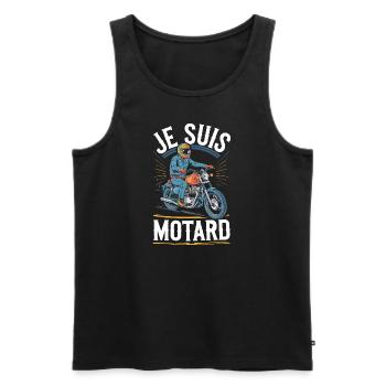 Je suis motard - Débardeur bio Premium Homme - noir - Devant - Michal (187cm)