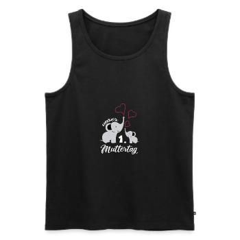Unser erster Muttertag Elefanten Herz - Männer Premium Bio Tank Top - Schwarz - Vorne - AI Model Male 178 light (178cm)