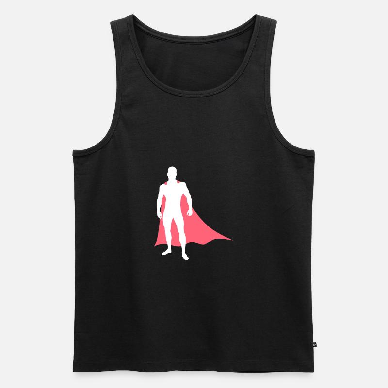 Superheld mit Umhang - Männer Premium Bio Tank Top - Schwarz
