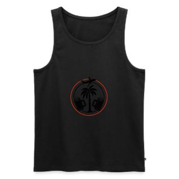 Bière, Palmiers, Vacances, Avion - Débardeur bio Premium Homme - noir - Devant - Michal (187cm)
