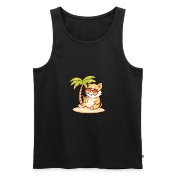Hamster Sommer Strand Comic - Männer Premium Bio Tank Top - Schwarz - Vorne - Michal (187cm)