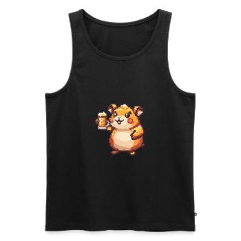 Hamster Bier Pixel - Männer Premium Bio Tank Top - Schwarz - Vorne - Michal (187cm)