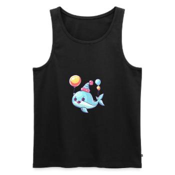 Whale Birthday Comic - Men's Premium Organic Tank Top - black - Front - AI Model Male 178 light (178cm)
