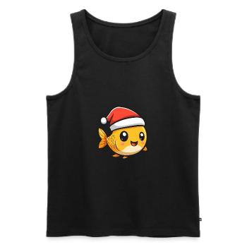 Poisson rouge Noël mignon - Débardeur bio Premium Homme - noir - Devant - AI Model Male 178 light (178cm)