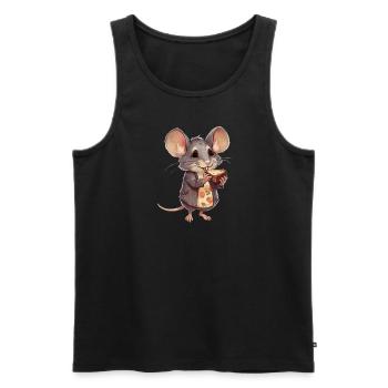 Happy mouse with chocolate chip cookies - Men's Premium Organic Tank Top - black - Front - AI Model Male 178 light (178cm)