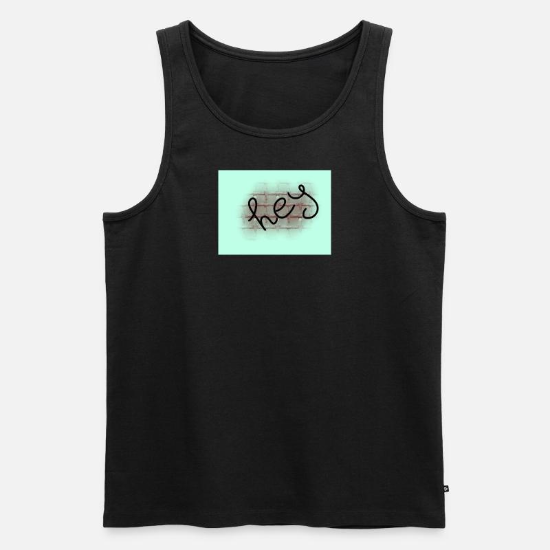 "hey" - Männer Premium Bio Tank Top - Schwarz