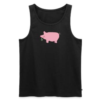 Glück Schwein Kleeblatt - Männer Premium Bio Tank Top - Schwarz - Vorne - AI Model Male 178 light (178cm)