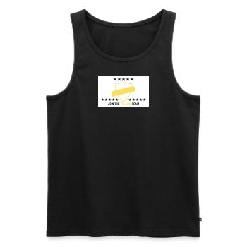 JOIN THE YELLOW TEAM // WHITE VERSION - Männer Premium Bio Tank Top - Schwarz - Vorne - Michal (187cm)