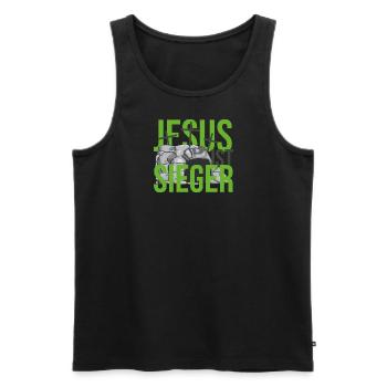 Jesus ist Sieger - Männer Premium Bio Tank Top - Schwarz - Vorne - AI Model Male 178 light (178cm)