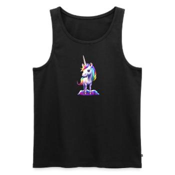 Süßes kleines Einhorn ist auf der Suche nach dir - Männer Premium Bio Tank Top - Schwarz - Vorne - Michal (187cm)