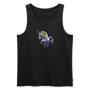 La jolie petite licorne vous cherche 2 - Débardeur bio Premium Homme - noir - Devant - AI Model Male 178 light (178cm)