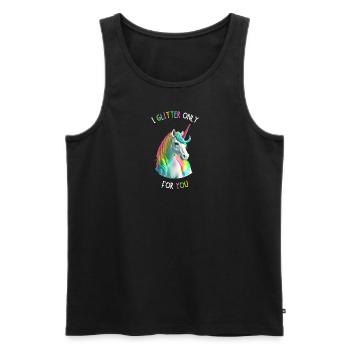 Licorne mignonne qui vous cherche à son - Débardeur bio Premium Homme - noir - Devant - AI Model Male 178 light (178cm)