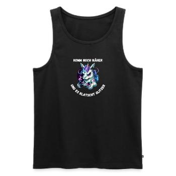 Einhorn - Komm noch näher und es klatscht Glitzer - Männer Premium Bio Tank Top - Schwarz - Vorne - Michal (187cm)