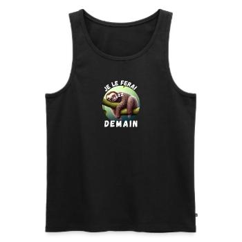 Faultier - Ich werde es morgen machen (FR) - Männer Premium Bio Tank Top - Schwarz - Vorne - Michal (187cm)