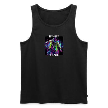 L’homme danse dans le graffiti look hip-hop style - Débardeur bio Premium Homme - noir - Devant - Michal (187cm)