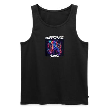 Sous couverture Père Noël dans la ville 1 - Débardeur bio Premium Homme - noir - Devant - AI Model Male 178 light (178cm)