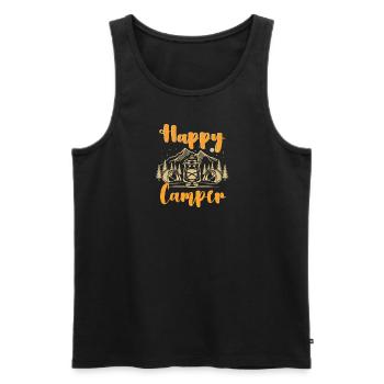 Lustiger Camping-Wanderliebhaber Geschenk Happy - Männer Premium Bio Tank Top - Schwarz - Vorne - Michal (187cm)