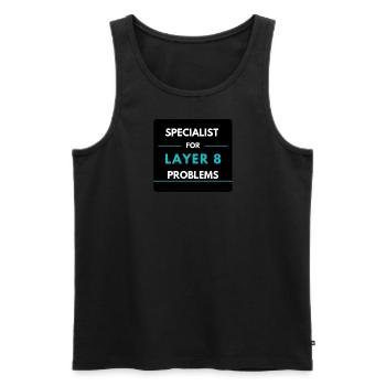 Specialist für Layer 8 Probleme (Blau) - Männer Premium Bio Tank Top - Schwarz - Vorne - AI Model Male 178 light (178cm)