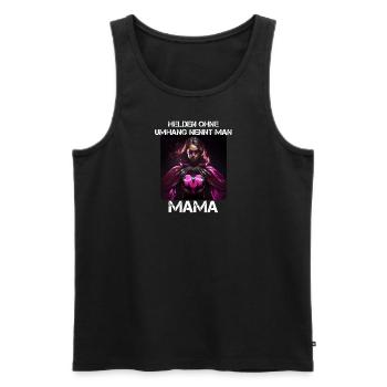 Mama Superheldin - Helden ohne Umhang nennt man - Männer Premium Bio Tank Top - Schwarz - Vorne - Michal (187cm)