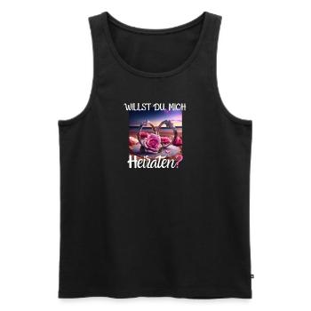 Heiratsantrag für Hochzeit oder Verlobung - - Männer Premium Bio Tank Top - Schwarz - Vorne - Michal (187cm)