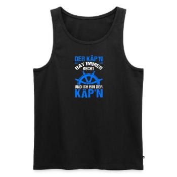Der Käpt'n hat immer Recht und ich bin der Käpt'n - Männer Premium Bio Tank Top - Schwarz - Vorne - Michal (187cm)