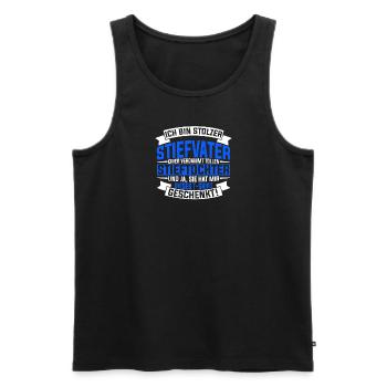 Ich Bin Stolzer Stiefvater Einer Tollen Stieftocht - Männer Premium Bio Tank Top - Schwarz - Vorne - Michal (187cm)