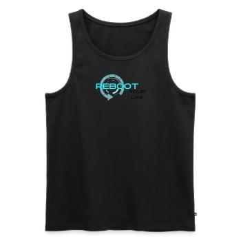 Reboot your LIFE - Men's Premium Organic Tank Top - black - Front - AI Model Male 178 light (178cm)