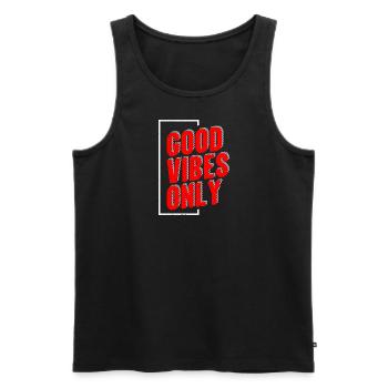 T-Shirt mit Fitness-, Gym- oder Sport-Motivation. - Männer Premium Bio Tank Top - Schwarz - Vorne - Michal (187cm)
