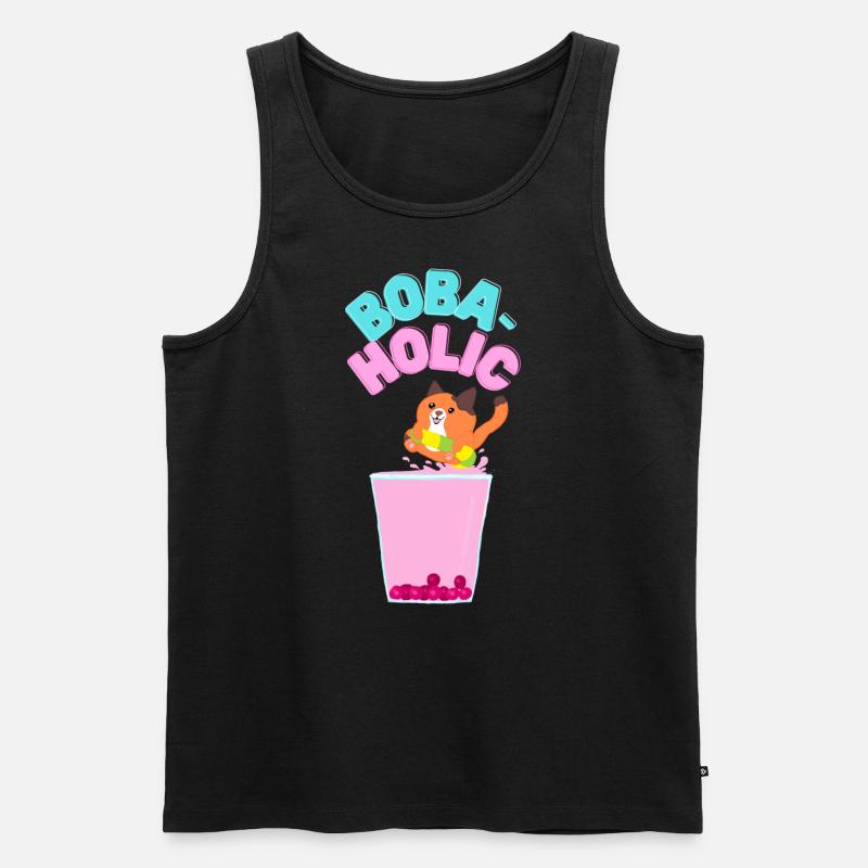 Bubble-tea cat / Boba-tea Cat - Männer Premium Bio Tank Top - Schwarz
