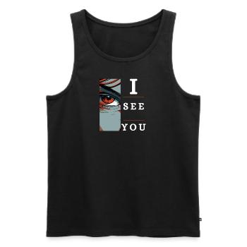 I see you mysterious cartoon eye, feminine, - Men's Premium Organic Tank Top - black - Front - Michal (187cm)