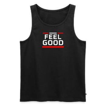 "Feel Good" Sprüche Geschenk - Männer Premium Bio Tank Top - Schwarz - Vorne - AI Model Male 178 light (178cm)