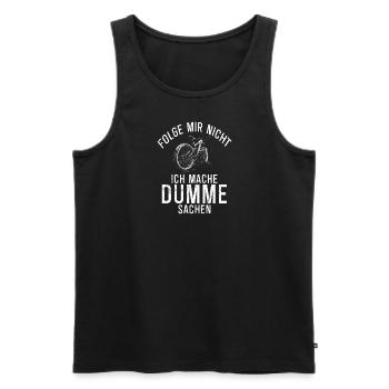 Folge mir nicht ich mach dumme Sachen Mountainbike - Männer Premium Bio Tank Top - Schwarz - Vorne - Michal (187cm)