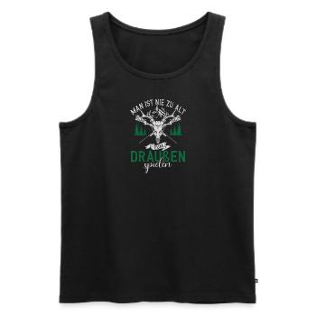Man ist nie zu alt um draußen zu spielen - Männer Premium Bio Tank Top - Schwarz - Vorne - Michal (187cm)