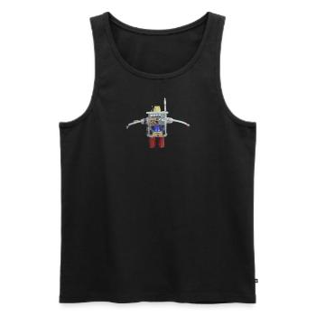 Small self-made robot from recycled materials - Men's Premium Organic Tank Top - black - Front - AI Model Male 178 light (178cm)