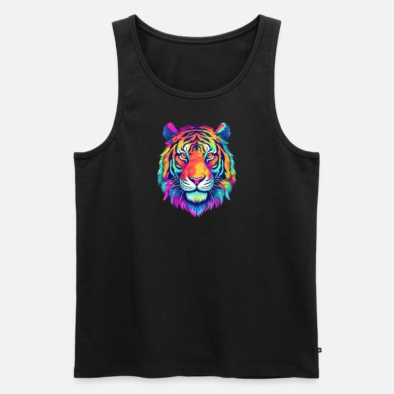 Lebendiger Tigerkopf - Männer Premium Bio Tank Top - Schwarz